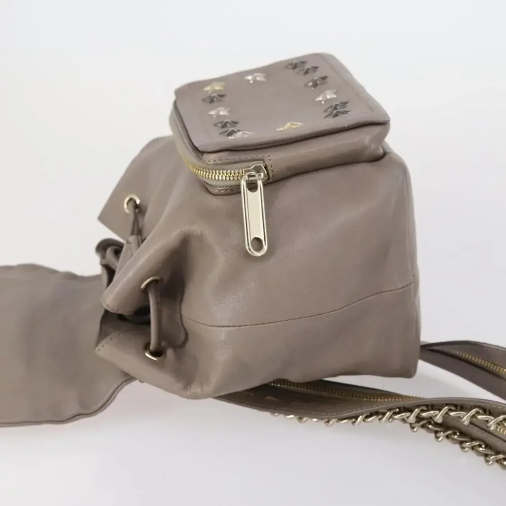 Jimmy Choo Leather Studs Backpack Beige